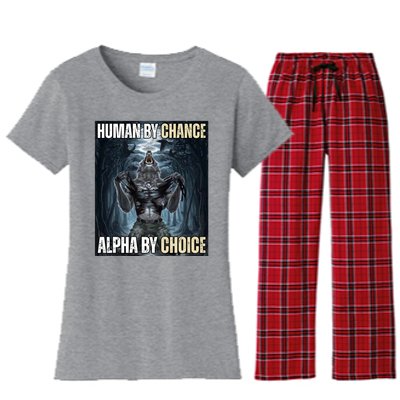 Human By Chance Alpha By Choice Funny Women's Flannel Pajama Set