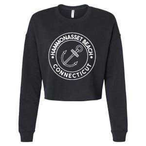 Hammonasset Beach Connecticut Souvenirs Pocket Cropped Pullover Crew