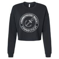 Hammonasset Beach Connecticut Souvenirs Pocket Cropped Pullover Crew