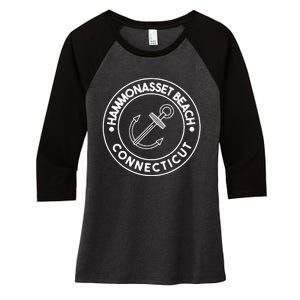 Hammonasset Beach Connecticut Souvenirs Pocket Women's Tri-Blend 3/4-Sleeve Raglan Shirt