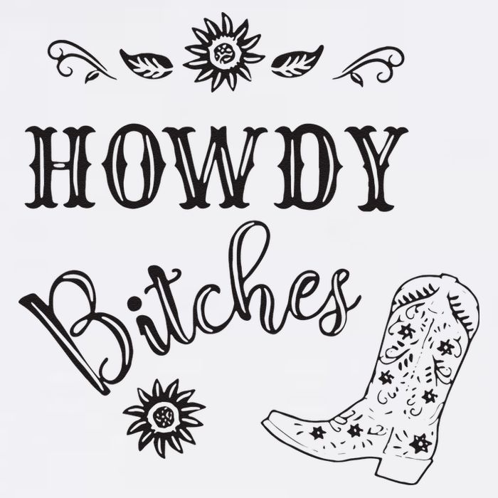 Howdy Bitches Cowboy Howdy Bitches Cowboy Howdy Bitches Cropped Pullover Crew