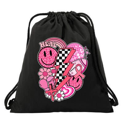 Heal Breast Cancer Awareness Retro Smile Drawstring Bag