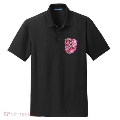 Heal Breast Cancer Awareness Retro Smile Dry Zone Grid Polo