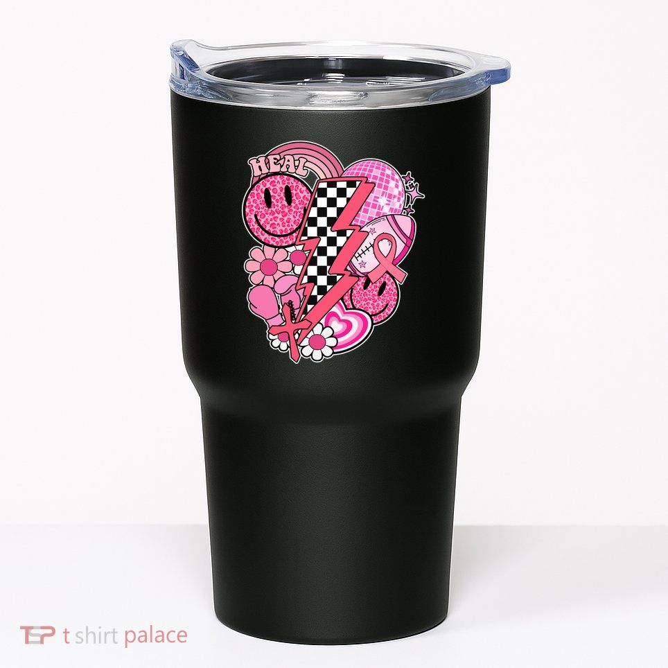 Heal Breast Cancer Awareness Retro Smile Tumbler
