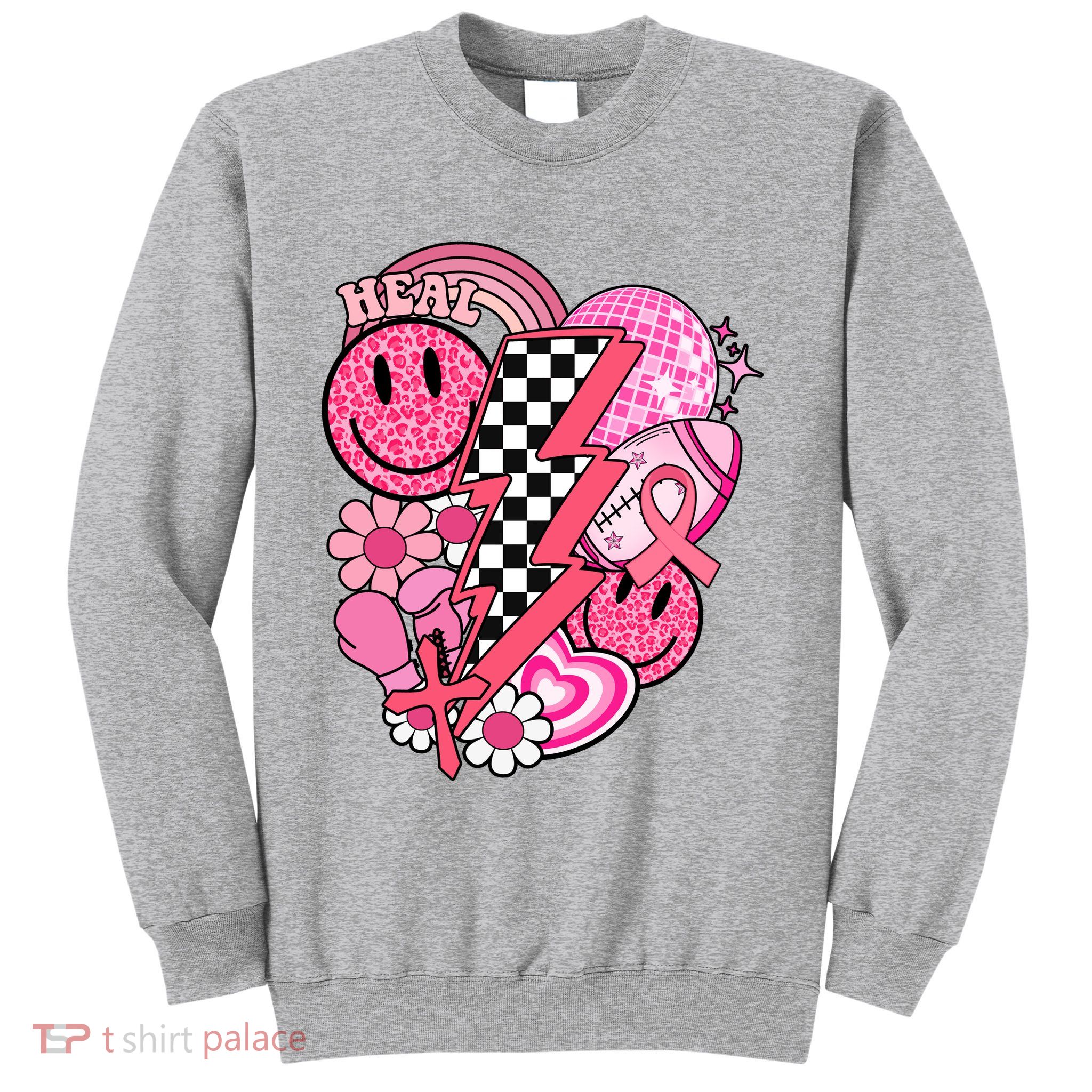 Heal Breast Cancer Awareness Retro Smile Sweatshirt