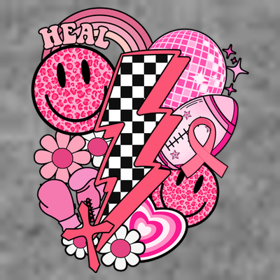Heal Breast Cancer Awareness Retro Smile T-Shirt