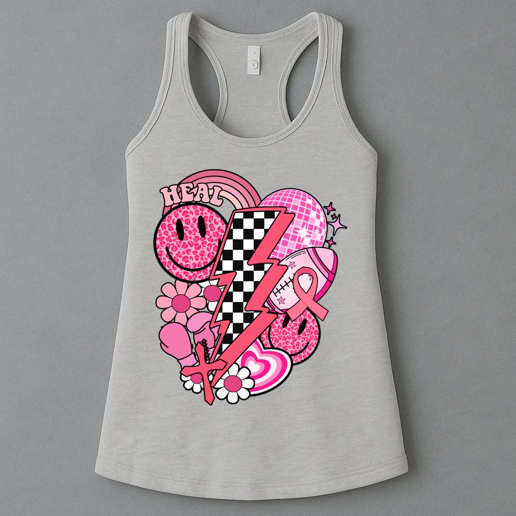 Heal Breast Cancer Awareness Retro Smile Womens Tank Top