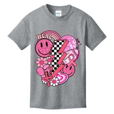 Heal Breast Cancer Awareness Retro Smile Kids T-Shirt