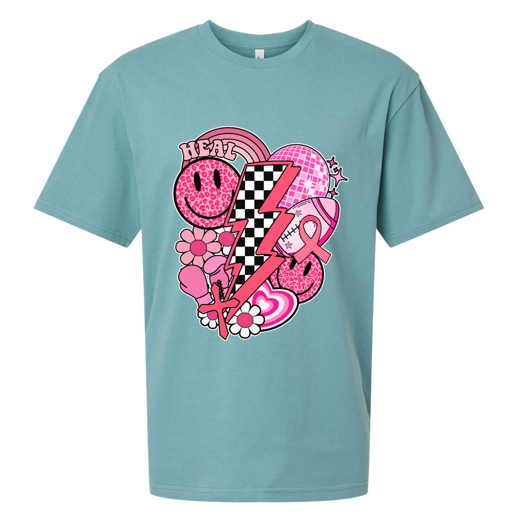 Heal Breast Cancer Awareness Retro Smile Sueded Cloud Jersey T-Shirt