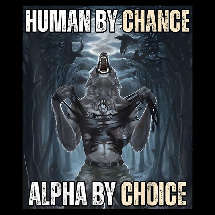 Human By Chance Alpha By Choice Cool Funny Alpha Wolf Meme USA-Made Doggie Bandana