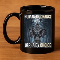 Human By Chance Alpha By Choice Cool Funny Alpha Wolf Meme 11oz C Handle Ceramic Mug