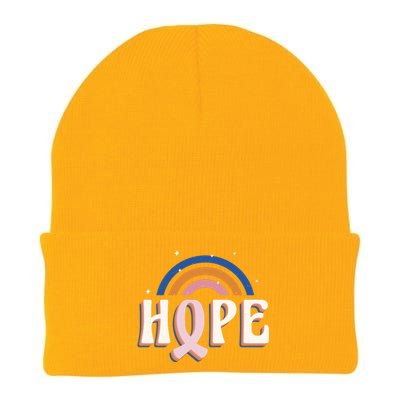 Hope Breast Cancer Awareness Rainbow Knit Cap Winter Beanie