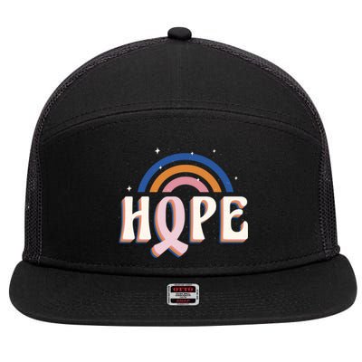 Hope Breast Cancer Awareness Rainbow 7 Panel Mesh Trucker Snapback Hat