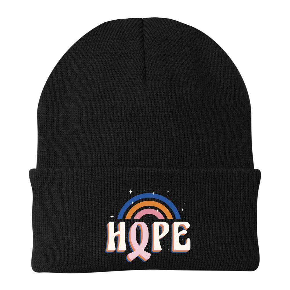 Hope Breast Cancer Awareness Rainbow Beanie