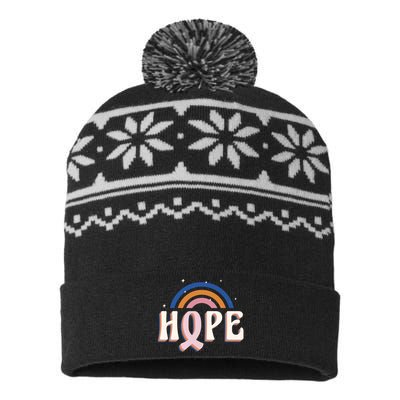 Hope Breast Cancer Awareness Rainbow USA-Made Snowflake Beanie