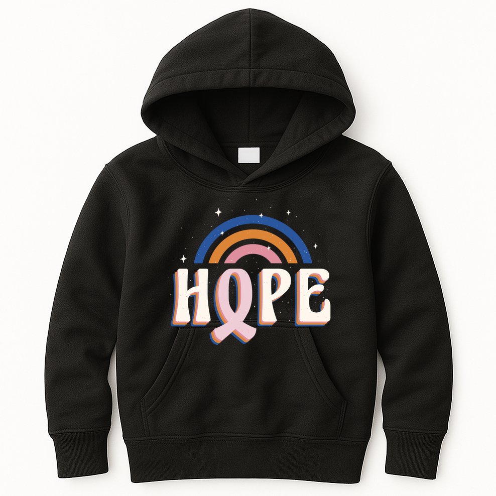 Hope Breast Cancer Awareness Rainbow Kids Hoodie