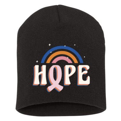 Hope Breast Cancer Awareness Rainbow Short Acrylic Beanie