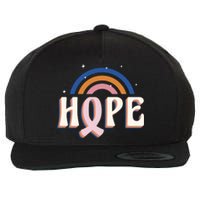 Hope Breast Cancer Awareness Rainbow Wool Snapback Cap