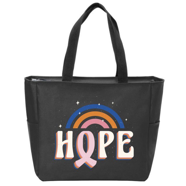 Hope Breast Cancer Awareness Rainbow Zip Tote Bag