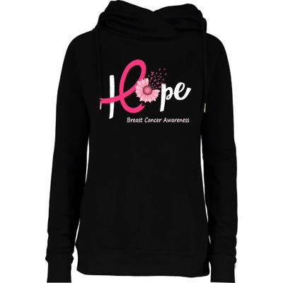 Hope Breast Cancer Pink Ribbons Sunflower October We Wear Pink Womens Funnel Neck Pullover Hood