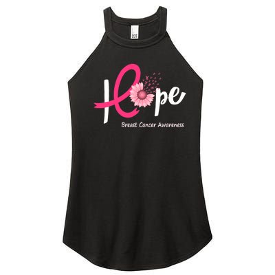 Hope Breast Cancer Pink Ribbons Sunflower October We Wear Pink Women’s Perfect Tri Rocker Tank