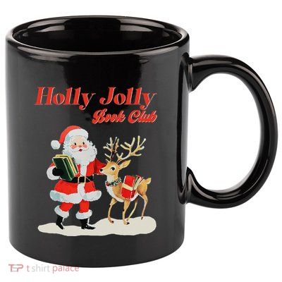 Hollyjolly Book Club Santa Xmas Christmas 11oz C Handle Ceramic Mug