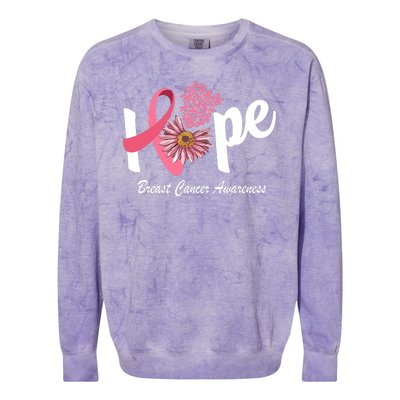 Hope Breast Cancer Awareness Flower Ribbon Colorblast Crewneck Sweatshirt