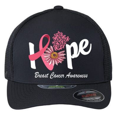 Hope Breast Cancer Awareness Flower Ribbon Flexfit Unipanel Trucker Cap