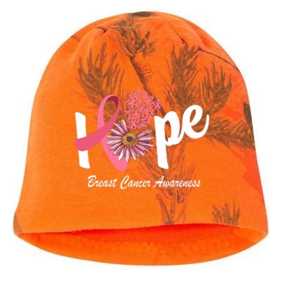 Hope Breast Cancer Awareness Flower Ribbon Kati - Camo Knit Beanie