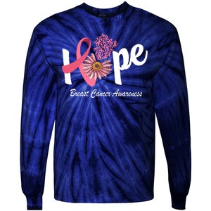 Hope Breast Cancer Awareness Flower Ribbon Tie-Dye Long Sleeve Shirt