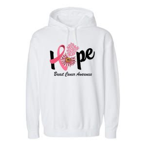 Hope Breast Cancer Awareness Flower Ribbon Garment-Dyed Fleece Hoodie