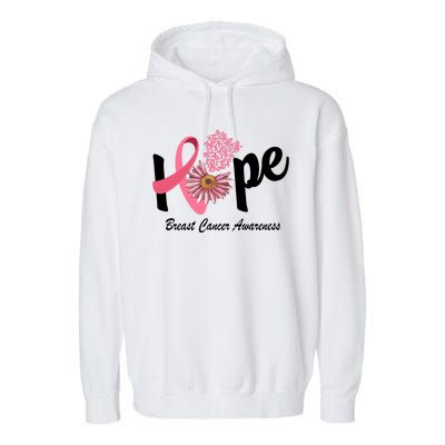 Hope Breast Cancer Awareness Flower Ribbon Garment-Dyed Fleece Hoodie