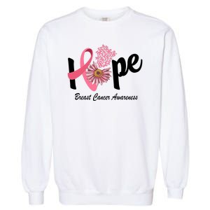 Hope Breast Cancer Awareness Flower Ribbon Garment-Dyed Sweatshirt