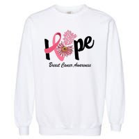 Hope Breast Cancer Awareness Flower Ribbon Garment-Dyed Sweatshirt