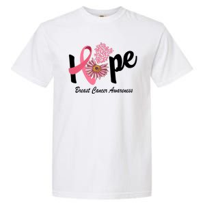 Hope Breast Cancer Awareness Flower Ribbon Garment-Dyed Heavyweight T-Shirt