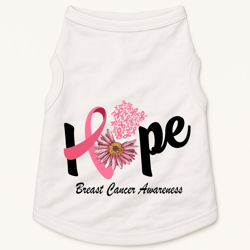 Hope Breast Cancer Awareness Flower Ribbon Doggie Tank