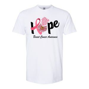 Hope Breast Cancer Awareness Flower Ribbon Softstyle CVC T-Shirt