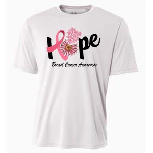 Hope Breast Cancer Awareness Flower Ribbon Cooling Performance Crew T-Shirt