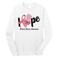 Hope Breast Cancer Awareness Flower Ribbon Long Sleeve Shirt