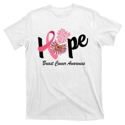 Hope Breast Cancer Awareness Flower Ribbon T-Shirt