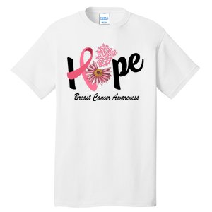 Hope Breast Cancer Awareness Flower Ribbon Tall T-Shirt