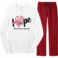 Hope Breast Cancer Awareness Flower Ribbon Long Sleeve Pajama Set