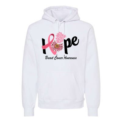 Hope Breast Cancer Awareness Flower Ribbon Premium Hoodie