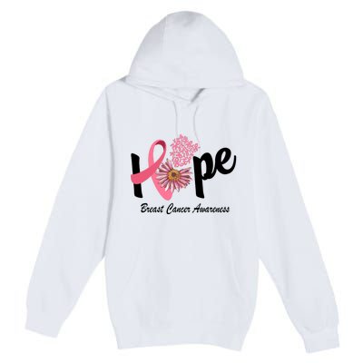 Hope Breast Cancer Awareness Flower Ribbon Premium Pullover Hoodie