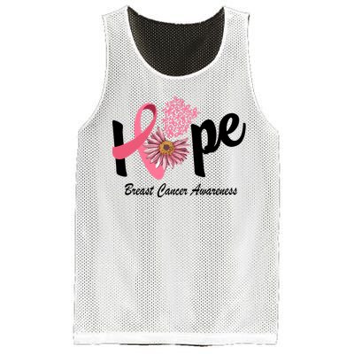 Hope Breast Cancer Awareness Flower Ribbon Mesh Reversible Basketball Jersey Tank