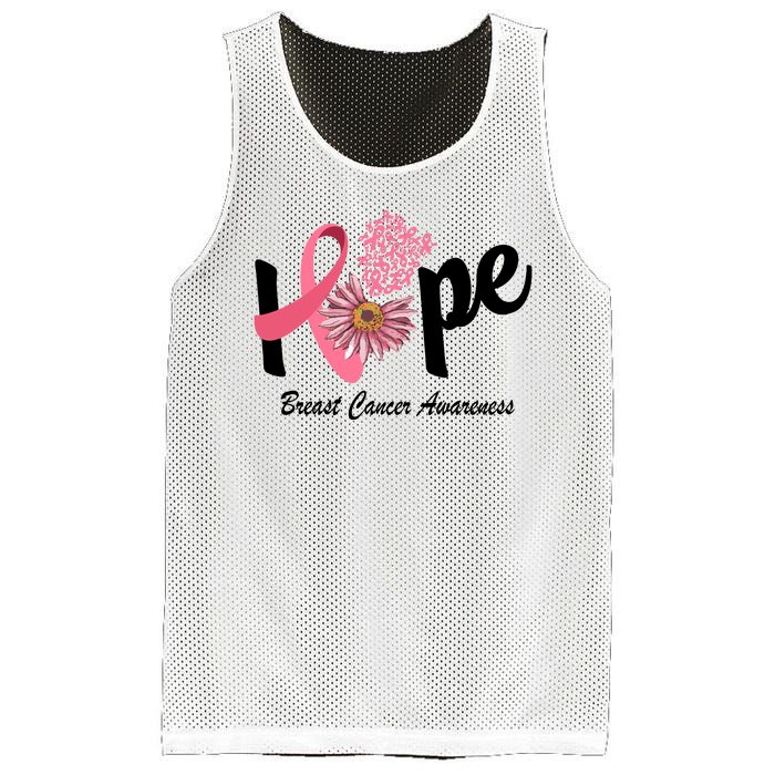 Hope Breast Cancer Awareness Flower Ribbon Mesh Reversible Basketball Jersey Tank