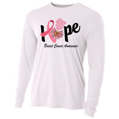 Hope Breast Cancer Awareness Flower Ribbon Cooling Performance Long Sleeve Crew