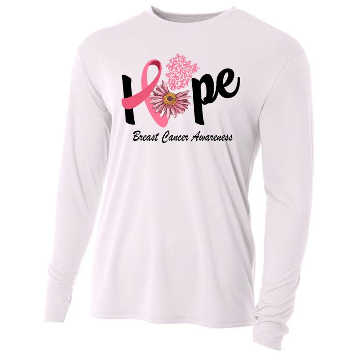 Hope Breast Cancer Awareness Flower Ribbon Cooling Performance Long Sleeve Crew