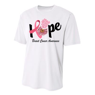 Hope Breast Cancer Awareness Flower Ribbon Performance Sprint T-Shirt