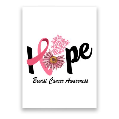 Hope Breast Cancer Awareness Flower Ribbon Poster